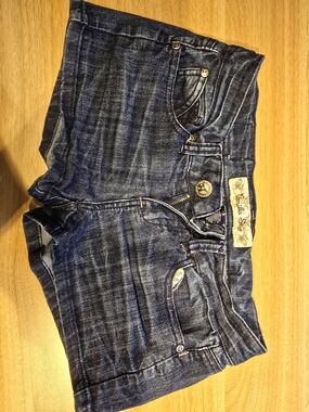 Vanilla Star Dark Blue Denim Shorts SZ 3 Y2K LOW RISE